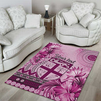 Vintage Bula Fiji Personalised Area Rug Pink Hibiscus Tapa Pattern LT9