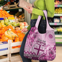 Vintage Bula Fiji Personalised Grocery Bag Pink Hibiscus Tapa Pattern LT9