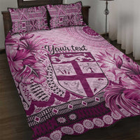 Vintage Bula Fiji Personalised Quilt Bed Set Pink Hibiscus Tapa Pattern LT9