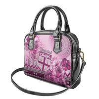 Vintage Bula Fiji Personalised Shoulder Handbag Pink Hibiscus Tapa Pattern LT9