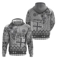 Vintage Bula Fiji Personalised Hoodie Beige Hibiscus Tapa Pattern