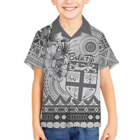 Vintage Bula Fiji Personalised Kid Hawaiian Shirt Beige Hibiscus Tapa Pattern