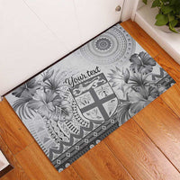 Vintage Bula Fiji Personalised Rubber Doormat Beige Hibiscus Tapa Pattern LT9