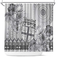 Vintage Bula Fiji Personalised Shower Curtain Beige Hibiscus Tapa Pattern LT9