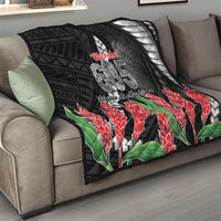 Personalised Samoa 685 Quilt Teuila Flower With Black Samoan Tattoo
