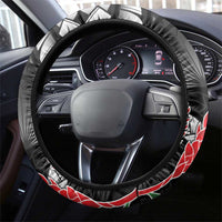 Samoa 685 Steering Wheel Cover Teuila Flower With Black Samoan Tattoo LT9 - Polynesian Pride