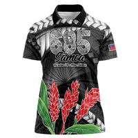 Personalised Samoa 685 Women Polo Shirt Teuila Flower With Black Samoan Tattoo LT9 Female Black - Polynesian Pride