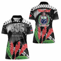 Personalised Samoa 685 Women Polo Shirt Teuila Flower With Black Samoan Tattoo LT9 - Polynesian Pride