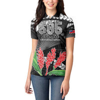 Personalised Samoa 685 Women Polo Shirt Teuila Flower With Black Samoan Tattoo LT9 - Polynesian Pride