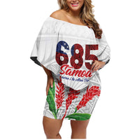 Personalised Samoa 685 Family Matching Off Shoulder Short Dress and Hawaiian Shirt Teuila Flower With White Samoan Tattoo