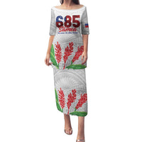 Personalised Samoa 685 Family Matching Puletasi and Hawaiian Shirt Teuila Flower With White Samoan Tattoo