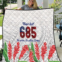 Personalised Samoa 685 Quilt Teuila Flower With White Samoan Tattoo LT9 White - Polynesian Pride