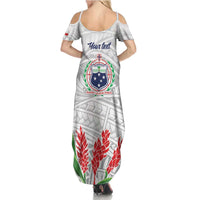 Personalised Samoa 685 Summer Maxi Dress Teuila Flower With White Samoan Tattoo LT9 - Polynesian Pride