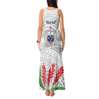 Personalised Samoa 685 Tank Maxi Dress Teuila Flower With White Samoan Tattoo LT9 - Polynesian Pride