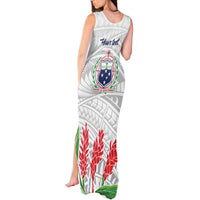 Personalised Samoa 685 Tank Maxi Dress Teuila Flower With White Samoan Tattoo LT9 - Polynesian Pride