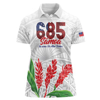 Personalised Samoa 685 Women Polo Shirt Teuila Flower With White Samoan Tattoo LT9 Female White - Polynesian Pride