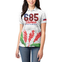Personalised Samoa 685 Women Polo Shirt Teuila Flower With White Samoan Tattoo LT9 - Polynesian Pride