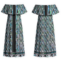 New Zealand Maori Niho Taniwha Couples Matching Off Shoulder Maxi Dress and Hawaiian Shirt Papua Shell - Mangopare Puhoro Pattern LT9 - Polynesian Pride