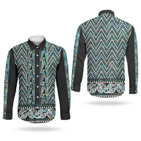 New Zealand Maori Niho Taniwha Couples Matching Off Shoulder Maxi Dress and Long Sleeve Button Shirt Papua Shell - Mangopare Puhoro Pattern LT9 - Polynesian Pride