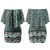 New Zealand Maori Niho Taniwha Couples Matching Off Shoulder Short Dress and Long Sleeve Button Shirt Papua Shell - Mangopare Puhoro Pattern LT9 - Polynesian Pride
