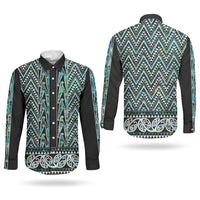 New Zealand Maori Niho Taniwha Couples Matching Summer Maxi Dress and Long Sleeve Button Shirt Papua Shell - Mangopare Puhoro Pattern LT9 - Polynesian Pride
