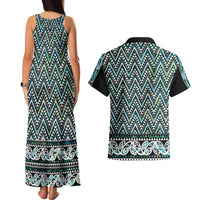 New Zealand Maori Niho Taniwha Couples Matching Tank Maxi Dress and Hawaiian Shirt Papua Shell - Mangopare Puhoro Pattern