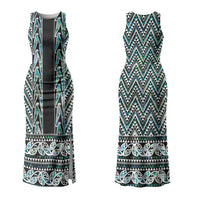 New Zealand Maori Niho Taniwha Couples Matching Tank Maxi Dress and Long Sleeve Button Shirt Papua Shell - Mangopare Puhoro Pattern LT9 - Polynesian Pride