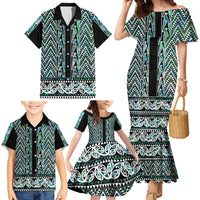 New Zealand Maori Niho Taniwha Family Matching Mermaid Dress and Hawaiian Shirt Papua Shell - Mangopare Puhoro Pattern