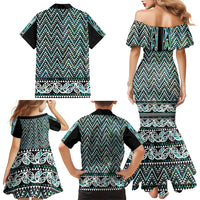 New Zealand Maori Niho Taniwha Family Matching Mermaid Dress and Hawaiian Shirt Papua Shell - Mangopare Puhoro Pattern