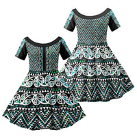 New Zealand Maori Niho Taniwha Family Matching Mermaid Dress and Hawaiian Shirt Papua Shell - Mangopare Puhoro Pattern LT9 Daughter's Dress Green - Polynesian Pride