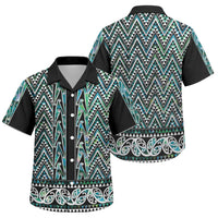 New Zealand Maori Niho Taniwha Family Matching Off Shoulder Maxi Dress and Hawaiian Shirt Papua Shell - Mangopare Puhoro Pattern LT9 Son's Shirt Green - Polynesian Pride