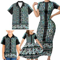 New Zealand Maori Niho Taniwha Family Matching Short Sleeve Bodycon Dress and Hawaiian Shirt Papua Shell - Mangopare Puhoro Pattern LT9 - Polynesian Pride