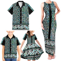 New Zealand Maori Niho Taniwha Family Matching Tank Maxi Dress and Hawaiian Shirt Papua Shell - Mangopare Puhoro Pattern