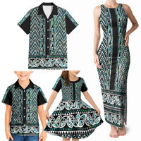 New Zealand Maori Niho Taniwha Family Matching Tank Maxi Dress and Hawaiian Shirt Papua Shell - Mangopare Puhoro Pattern LT9 - Polynesian Pride