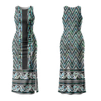 New Zealand Maori Niho Taniwha Family Matching Tank Maxi Dress and Hawaiian Shirt Papua Shell - Mangopare Puhoro Pattern LT9 Mom's Dress Green - Polynesian Pride