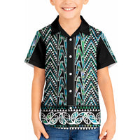 New Zealand Maori Niho Taniwha Kid Hawaiian Shirt Papua Shell - Mangopare Puhoro Pattern LT9 Kid Green - Polynesian Pride