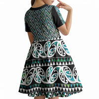 New Zealand Maori Niho Taniwha Kid Short Sleeve Dress Papua Shell - Mangopare Puhoro Pattern LT9 - Polynesian Pride