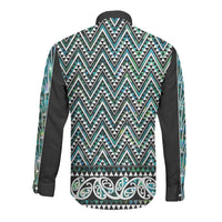 New Zealand Maori Niho Taniwha Long Sleeve Button Shirt Papua Shell - Mangopare Puhoro Pattern LT9 - Polynesian Pride