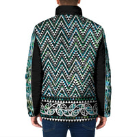 New Zealand Maori Niho Taniwha Padded Jacket Papua Shell - Mangopare Puhoro Pattern