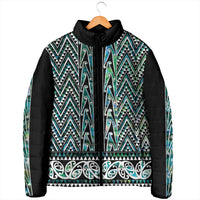 New Zealand Maori Niho Taniwha Padded Jacket Papua Shell - Mangopare Puhoro Pattern