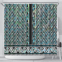 New Zealand Maori Niho Taniwha Shower Curtain Papua Shell - Mangopare Puhoro Pattern