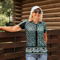 New Zealand Maori Niho Taniwha Women Polo Shirt Papua Shell - Mangopare Puhoro Pattern