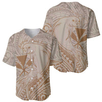 Hawaii Monk Seal and Map Baseball Jersey Polynesian Kanaka Maoli Beige Vibe