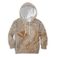 Hawaii Monk Seal and Map Kid Hoodie Polynesian Kanaka Maoli Beige Vibe