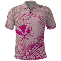 Hawaii Monk Seal and Map Polo Shirt Polynesian Kanaka Maoli Pink Vibe