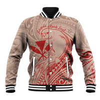 Hawaii Monk Seal and Map Baseball Jacket Polynesian Kanaka Maoli Red Vibe