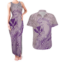 Hawaii Monk Seal and Map Couples Matching Tank Maxi Dress and Hawaiian Shirt Polynesian Kanaka Maoli Violet Vibe