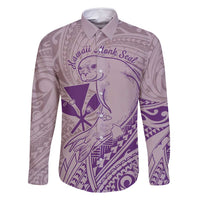Hawaii Monk Seal and Map Family Matching Mermaid Dress and Hawaiian Shirt Polynesian Kanaka Maoli Violet Vibe LT9 Dad's Shirt - Long Sleeve Violet - Polynesian Pride
