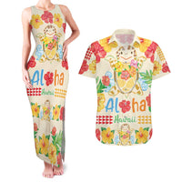 Kawaii Turtle Couples Matching Tank Maxi Dress and Hawaiian Shirt Aloha Hibiscus Flowers
