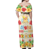 Kawaii Turtle Family Matching Off Shoulder Maxi Dress and Hawaiian Shirt Aloha Hibiscus Flowers